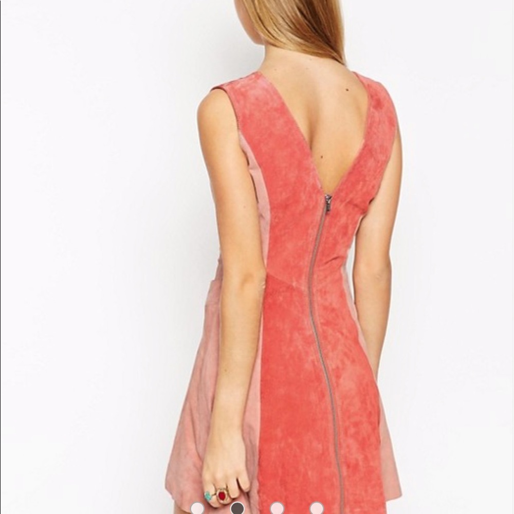 ASOS Skater Dress In Genuine Suede Colourblock